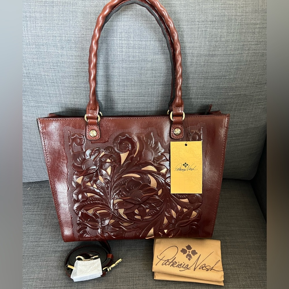 NWT PATRICIA NASH ZANCONA TOTE HANDBAG TOOLED LEATHER